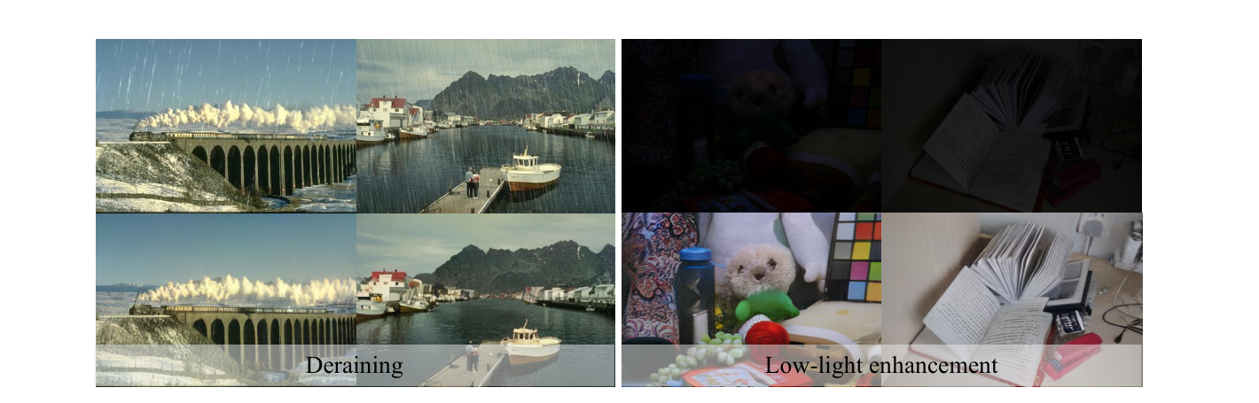 Deraining and low-light enhancement